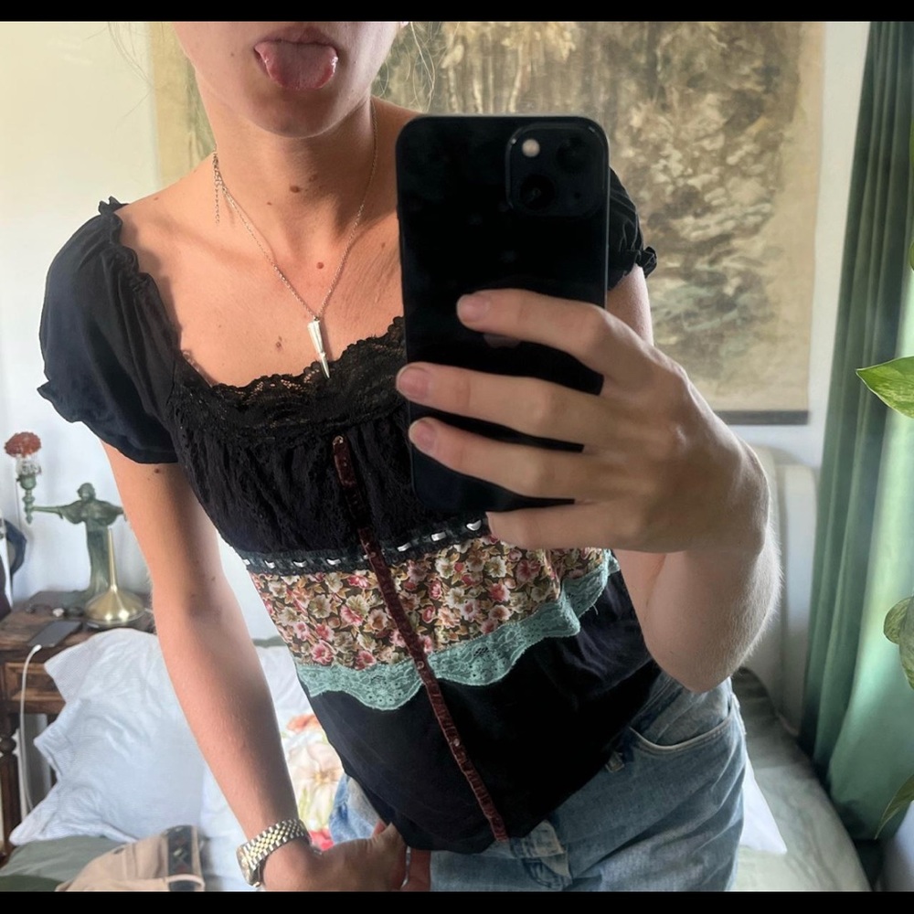 black milkmaid top